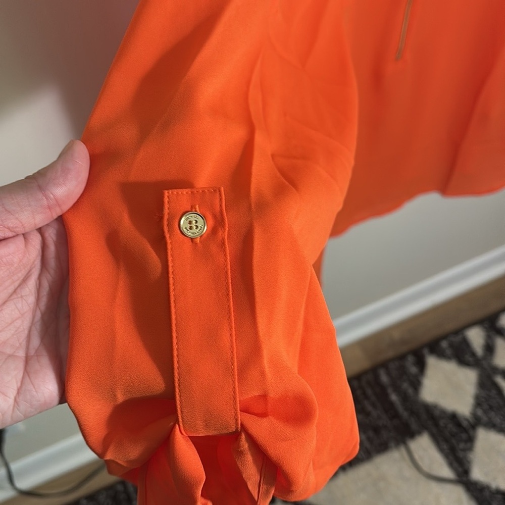 Michael Kors Orange Long Sleeve Collar Blouse - Picture 6 of 7